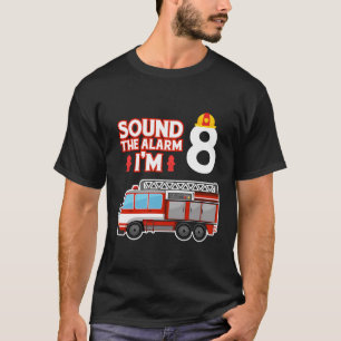 Kids Fire Truck 8 Year Old Firefighter 8Th Birthda T-Shirt