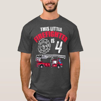 Kids Fire Truck Birthday Outfit 4 yrs old This T-Shirt