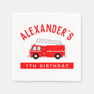 Kids Fire Truck Birthday Party Napkin