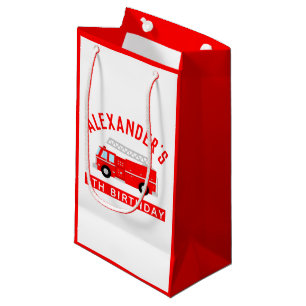 Kids Fire Truck Birthday Party Small Gift Bag