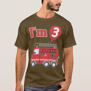 Kids Fire Truck Firefighter I'm 3 Three Third 3rd T-Shirt