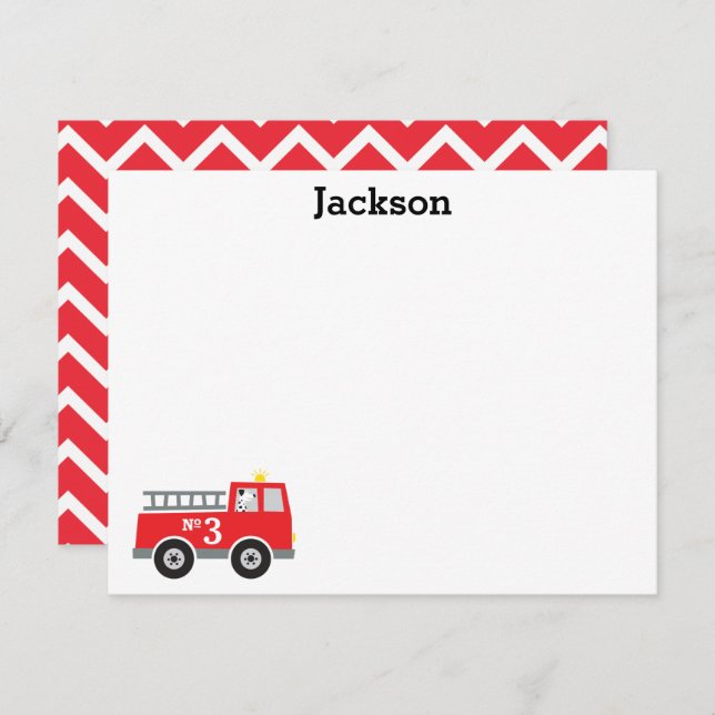 Kids Fire Truck Thank You Card (Front/Back)
