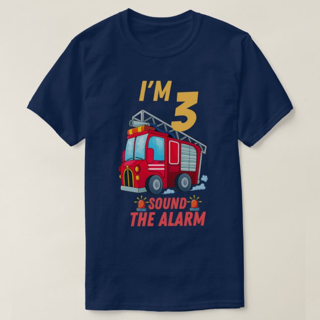 Kids Fire Trucks Firefighter 3rd Birthday Boy Todd T-Shirt (Design Front)
