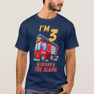 Kids Fire Trucks Firefighter 3rd Birthday Boy Todd T-Shirt