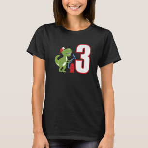 Kids Firefighter 3rd Birthday Dinosaur Fire Truck T-Shirt