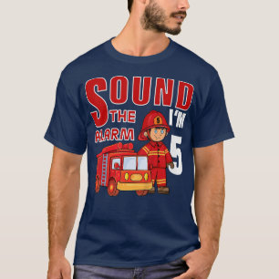 Kids Firefighter 5th Birthday Kids Fire Truck Todd T-Shirt