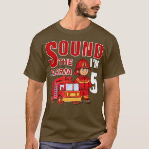 Kids Firefighter 5th Birthday Kids Fire Truck Todd T-Shirt