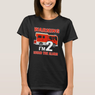 Kids Fireman with fire truck I am 2 years birthday T-Shirt