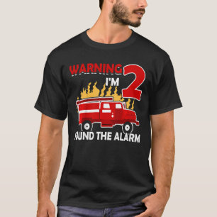 Kids Fireman with fire truck I am 2 years birthday T-Shirt