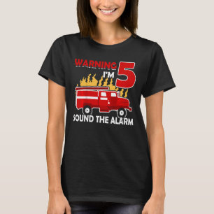 Kids Fireman with fire truck I am 5 years birthday T-Shirt