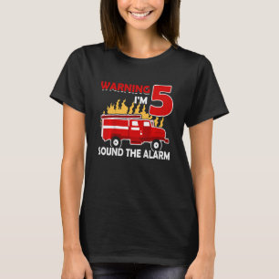 Kids Fireman with fire truck I am 5 years birthday T-Shirt