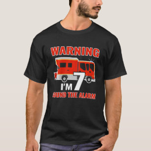 Kids Fireman with fire truck I am 7 years birthday T-Shirt