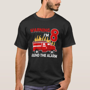 Kids Fireman with fire truck I am 8 years birthday T-Shirt