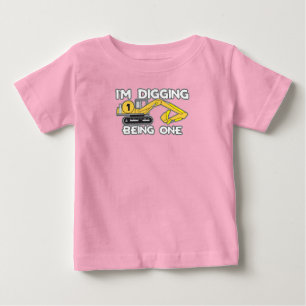 Kid's First Birthday I'm Digging Being One Baby T-Shirt