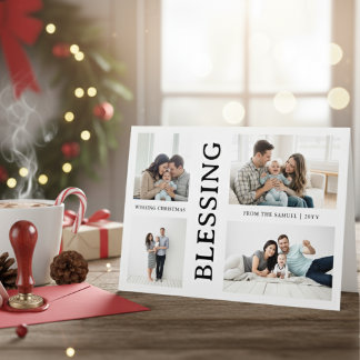 Kid's First Christmas Family Photo Script  Holiday Card