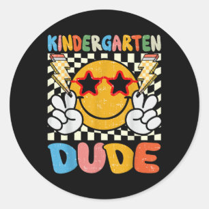 Kids First Day Kindergarten Back To School Kinderg Classic Round Sticker