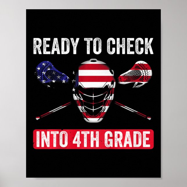 Kids First Day Of 4th Grade Shirts Boys Lacrosse F Poster (Front)
