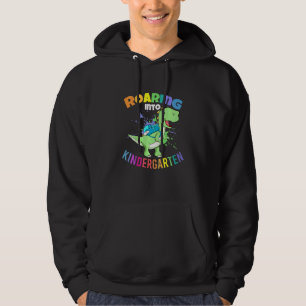 Kids First Day Of Kindergarten Roaring Kindergarte Hoodie