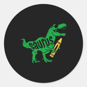 Kids First Day of Pre K Saurus Trex Girls Boys Kin Classic Round Sticker