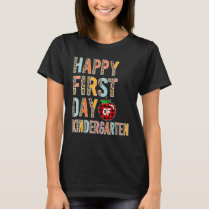 Kids First Day Of School Kindergarten Leopard Buff T-Shirt