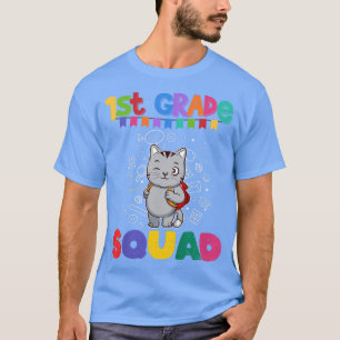 Kids First Grade Squad Funny Cat Kitten Elementary T-Shirt
