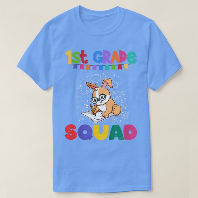 Kids First Grade Squad Funny Rabbit Bunny Elementa T-Shirt (Design Front)