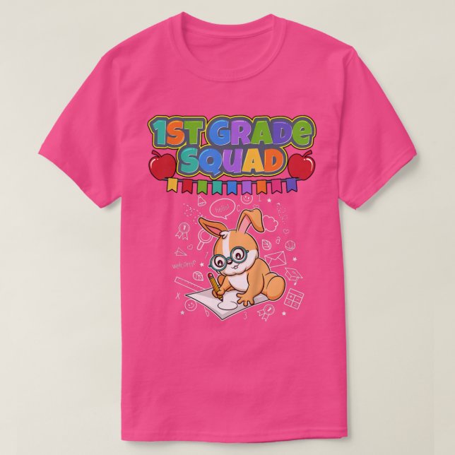 Kids First Grade Squad Funny Rabbit Bunny Elementa T-Shirt (Design Front)