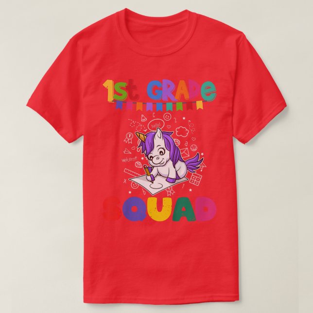 Kids First Grade Squad Funny Unicorn Elementary Sc T-Shirt (Design Front)