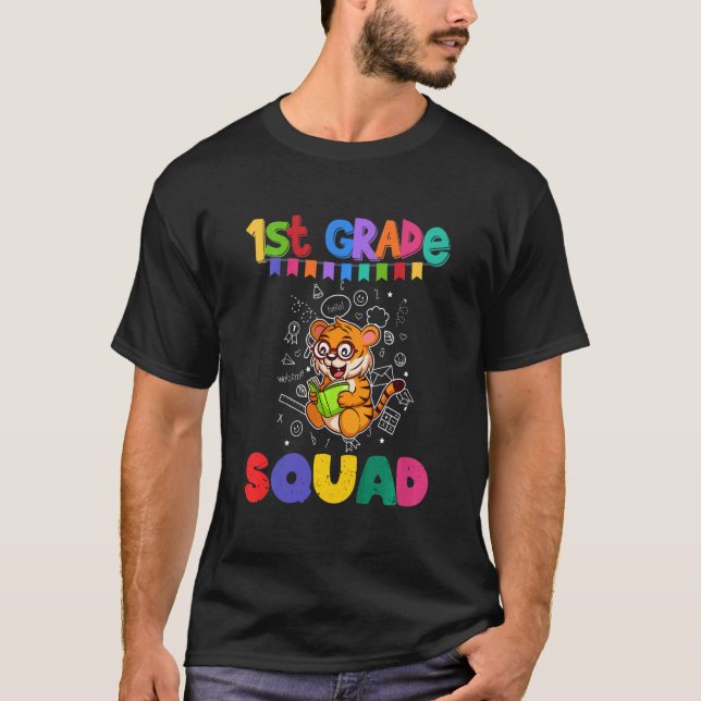 Kids First Grade Squad  Tiger Elementary School T-Shirt (Front)