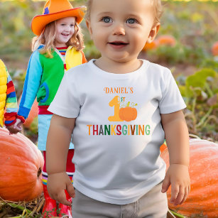 Kids First Thanksgiving Pumpkin Name Funny     Baby T-Shirt