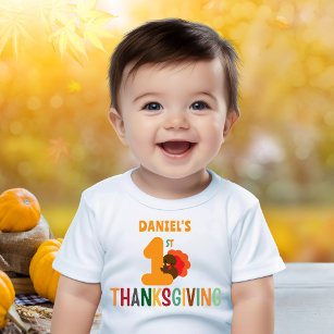 Kids First Thanksgiving Turkey Name Funny     Baby T-Shirt