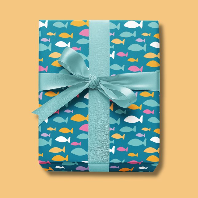 Kids fish pattern wrapping paper (Kids fish wrapping paper perfect for birthdays, baby showers and new baby.)