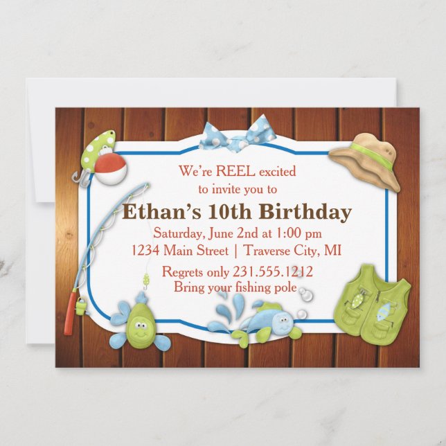 Kids Fishing Birthday Invitation (Front)