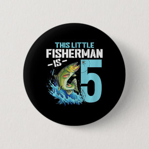 Kids Fishing Birthday Shirt 5 Year Old Boy Fisher 6 Cm Round Badge