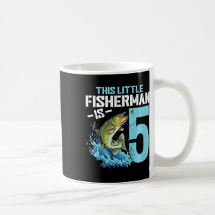 Kids Fishing Birthday Shirt 5 Year Old Boy Fisher Coffee Mug