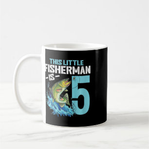 Kids Fishing Birthday Shirt 5 Year Old Boy Fisher Coffee Mug