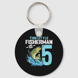 Kids Fishing Birthday Shirt 5 Year Old Boy Fisher Key Ring