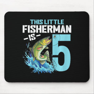 Kids Fishing Birthday Shirt 5 Year Old Boy Fisher Mouse Mat