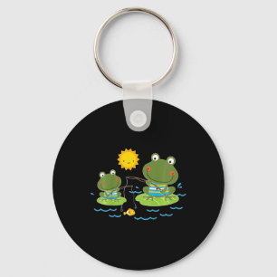 Kids Fishing Frogs Cute Fisherman Key Ring