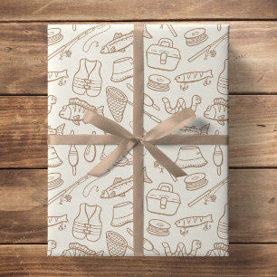 Kids Fishing Gear Fish Angler Hiking Camping Beige Wrapping Paper