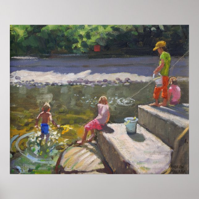Kids fishing Looe Cornwall 2014 Poster (Front)