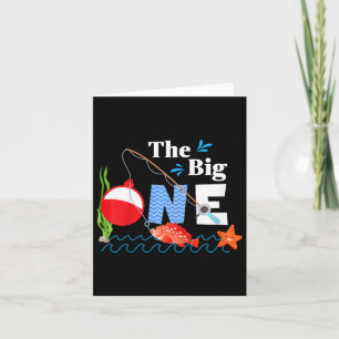 Kids Fishing The Big One Year 1st First Birthday L Card