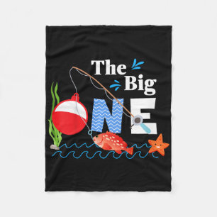 Kids Fishing The Big One Year 1st First Birthday L Fleece Blanket