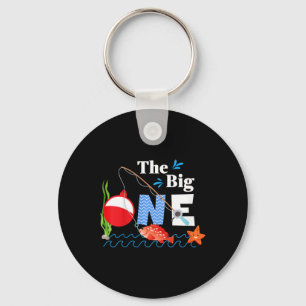 Kids Fishing The Big One Year 1st First Birthday L Key Ring