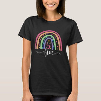 Kids Five Year Old Rainbow Birthday Party Happy 5t T-Shirt