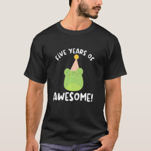 Kids Five Years Of Awesome Frog Fifth Birthday 5 Y T-Shirt