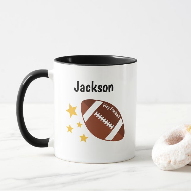 Kids Flag Football Stars Personalised Mug (With Donut)