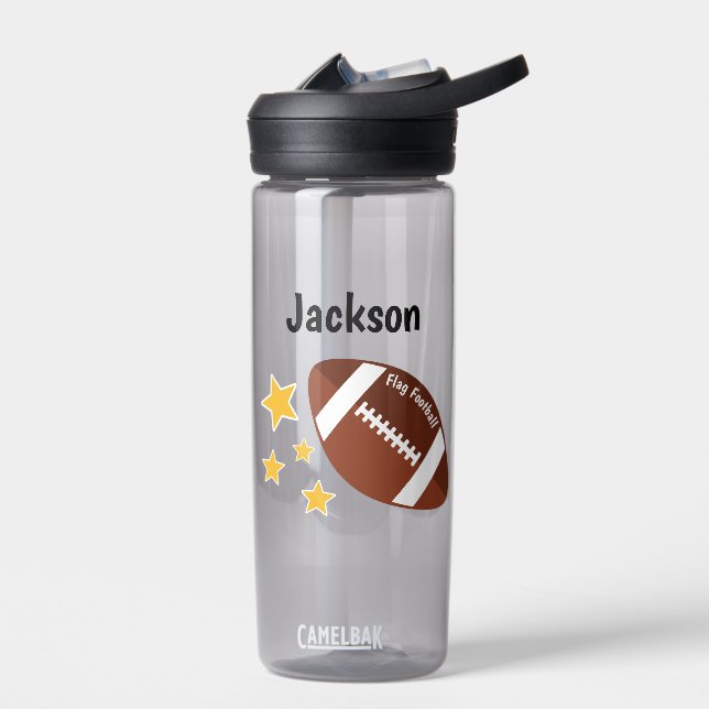 Kids Flag Football Stars Personalised Water Bottle (Left)