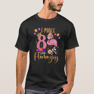 Kids Flamingo 8Th Birthday I'm 8 Years Old Boys Gi T-Shirt