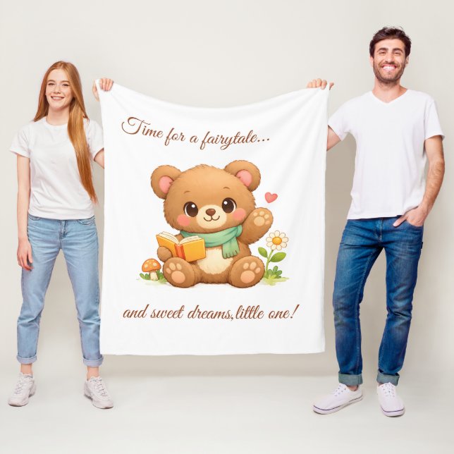 Kids Fleece Blanket | "Fairytale Reading Bear" (In Situ)